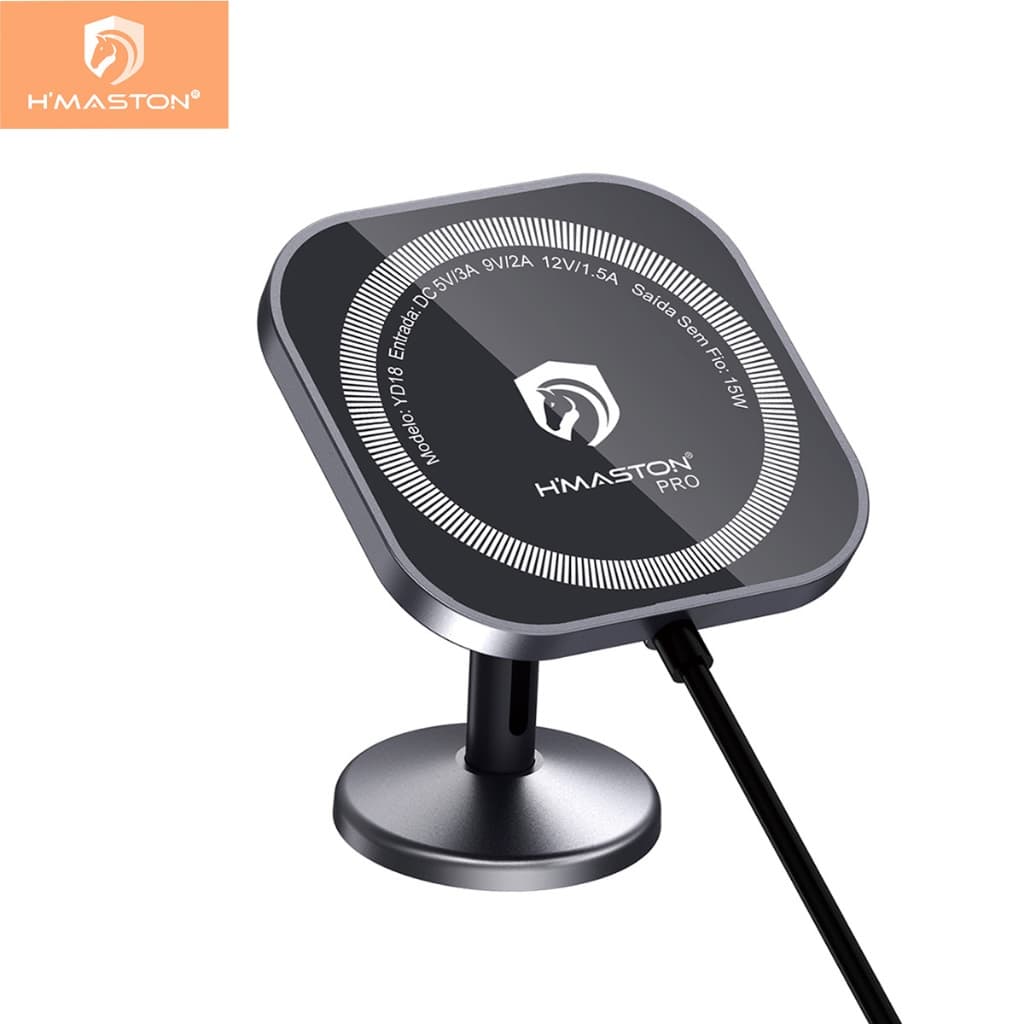 H'maston YD-18 Carregador Veicular Sem Fio por Indução 15w com Suporte Magnético