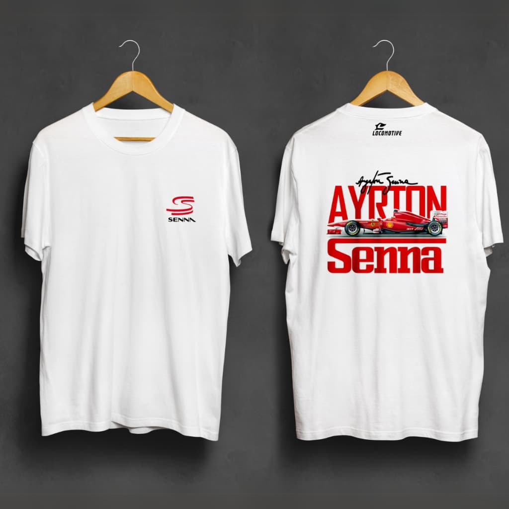 Camiseta Airton Lenda Senna Ferrari F1 Brasil Oficial Estampa Costas Original Algodão Promoção