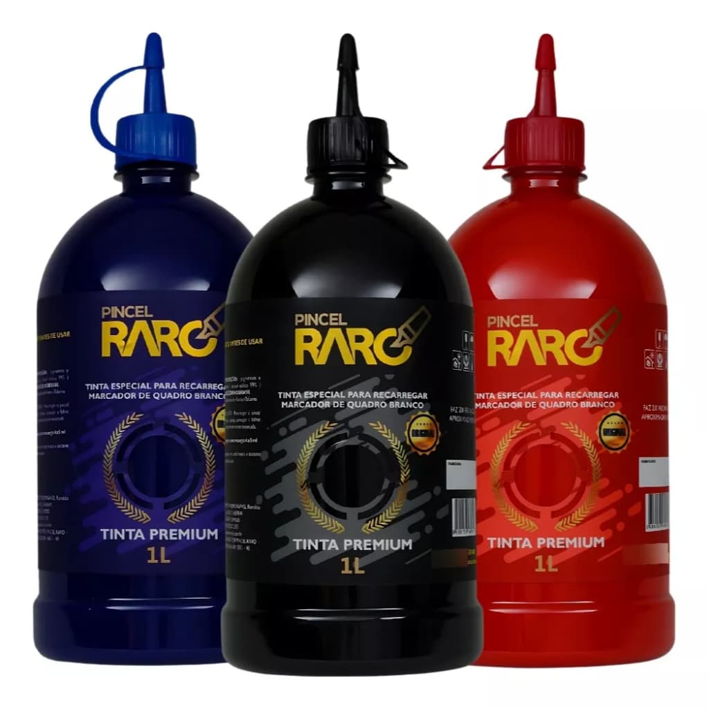 Kit 3 Litros Tinta Marcador Quadro Branco Premium Pincel Raro - Suporta +900 Recargas - Atacado Escolar e Corporativo