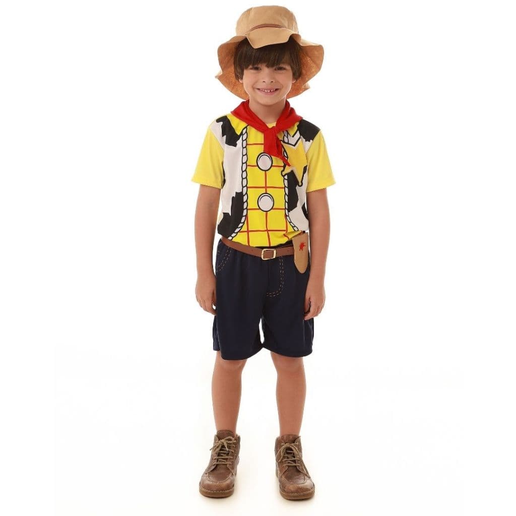 Fantasia Muvilê, Menino Cowboy Com Chapéu, Lenço e Cinto