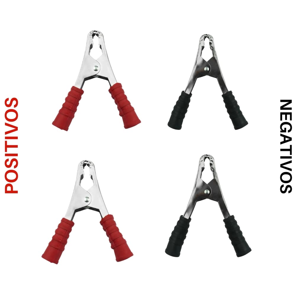 Kit Com 4 Unidades Garra Jacaré Positivos e Negativos Para Chupeta Em Carro e Caminhão
