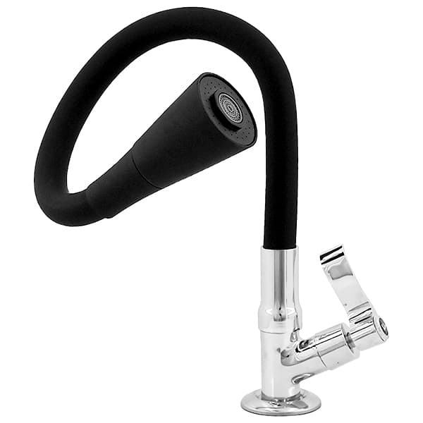 Torneira Cozinha Bancada Metal Tubo Flexível Preto DUPLO Jato Mesa LUXO