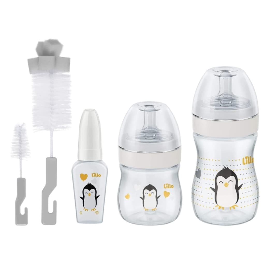 Kit 3 Mamadeiras Lillo com Chuquinha 50/150/240 ml Bico Redondo + Escova de Lavar Mamadeira