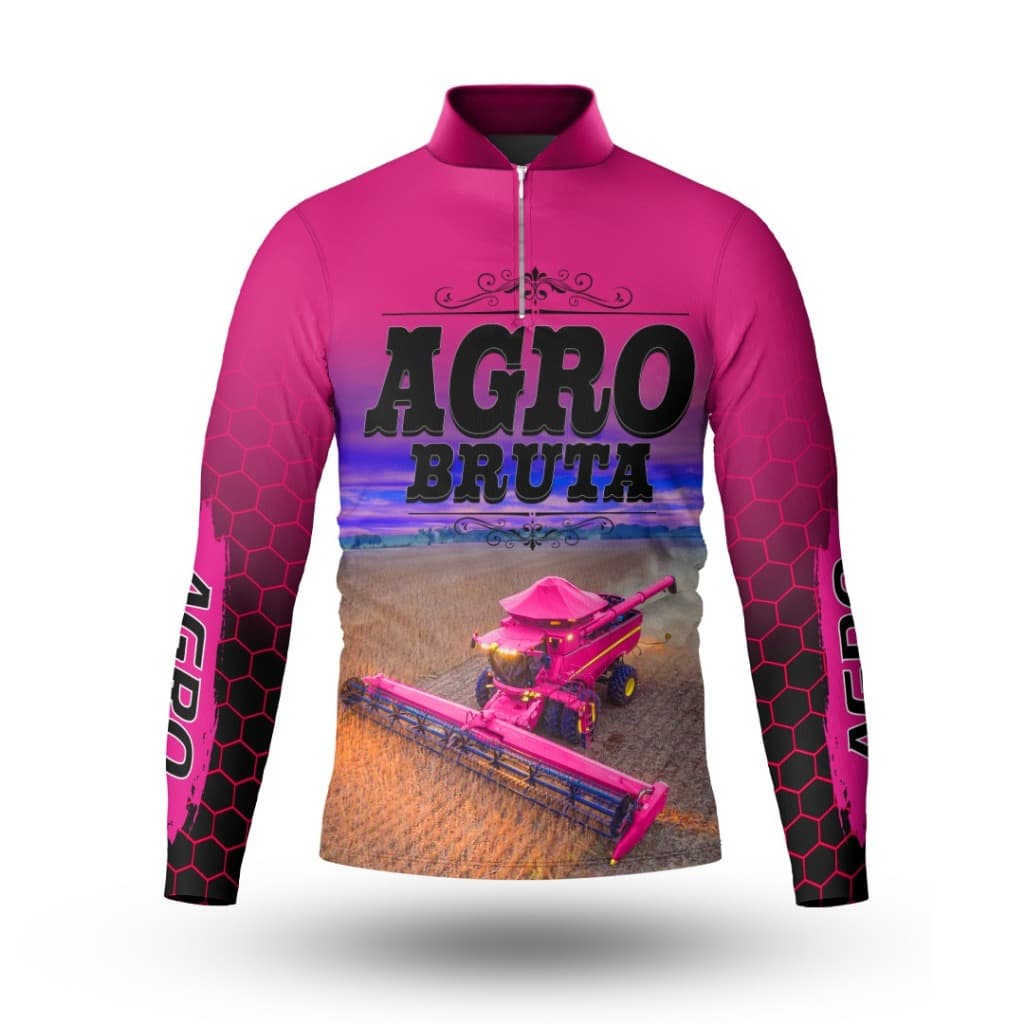 Camisa Camiseta Agro Bruta Infantil Feminina Dry Fit Proteção Uv50+