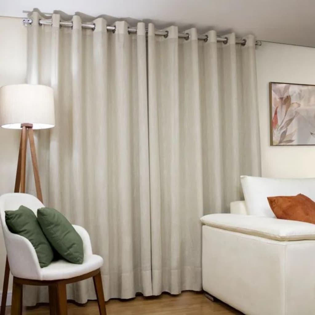Cortina Gaze de Linho e Blackout 100% Vedação em tecido Luxo