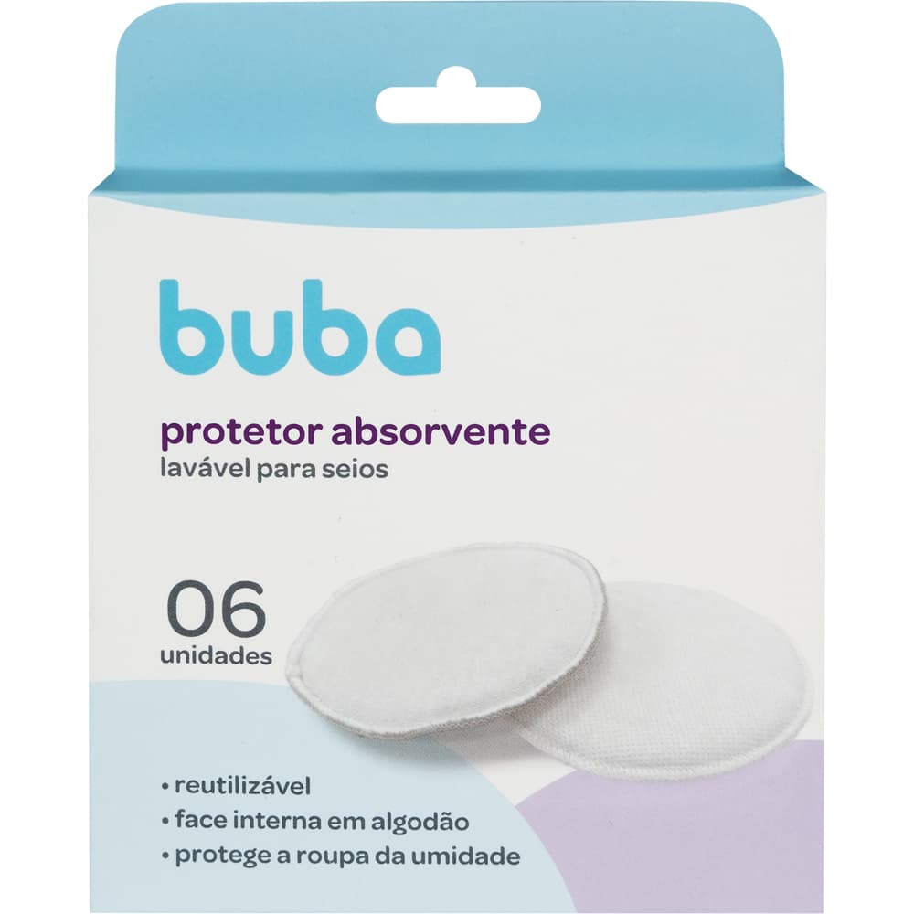 Protetor Absorvente Buba Lavável Para Seios 06 Unidades