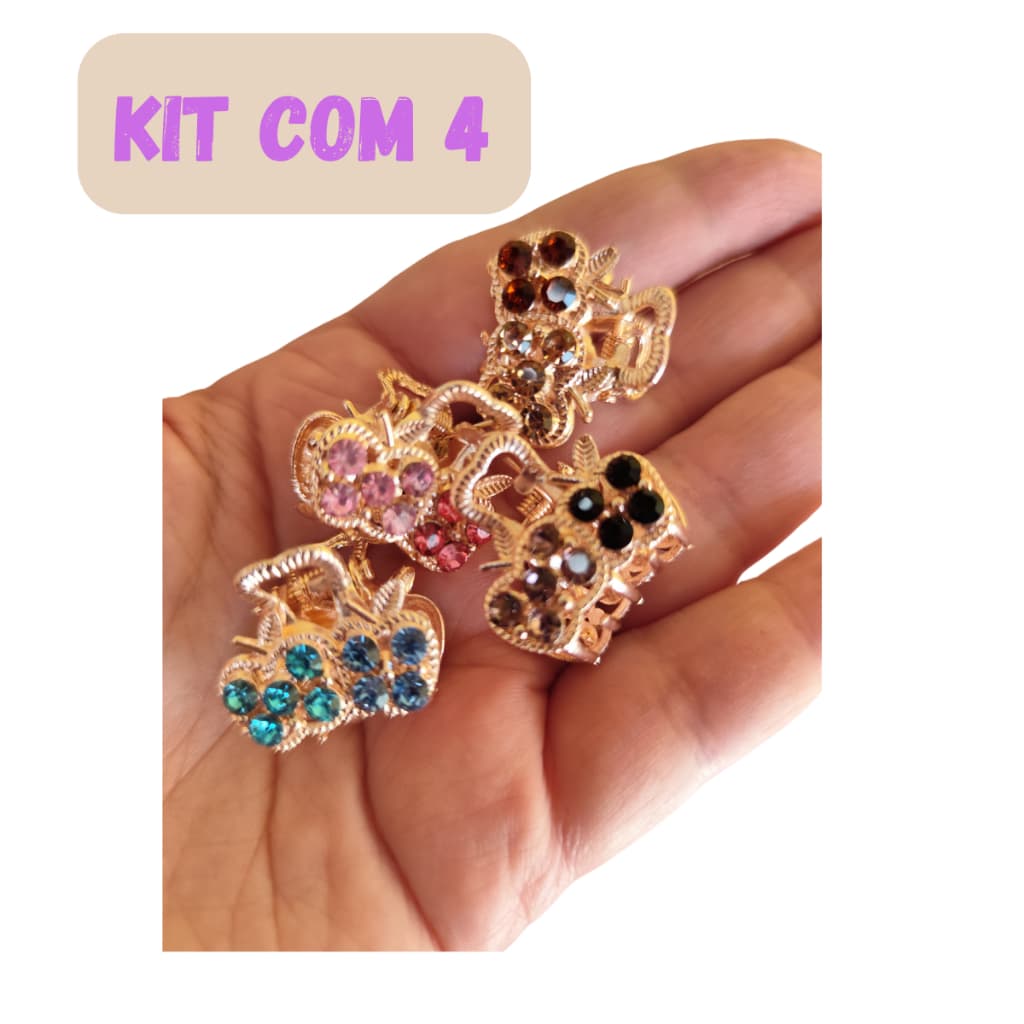 Kit 4 Mini Piranha Para Cabelo Feminino Adulto Infantil Dourada Prata