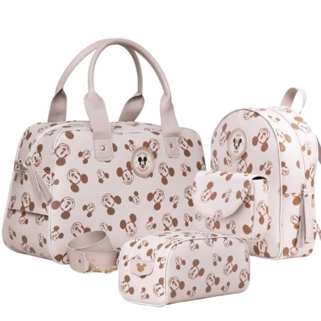 Kit Mala Mochila Necessaire Mickey Menina Menino Maternidade Passeio Casual Viagem Unissex