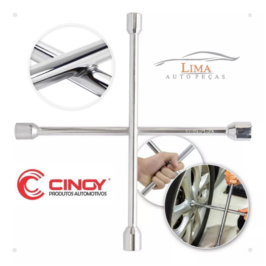 Cheve de Roda Cruz Universal para carro 4 Bocas 17/19/21/23mm