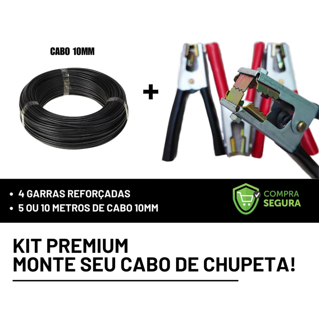 KIT 4 GARRA JACARE REFORÇADA + CABO 10MM (Monte seu cabo de chupeta!)