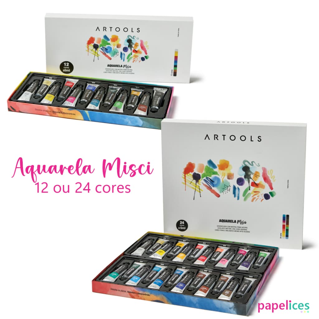 Aquarela Profissional Bisnaga 12 ou 24 Cores 6ml Artools MISCI