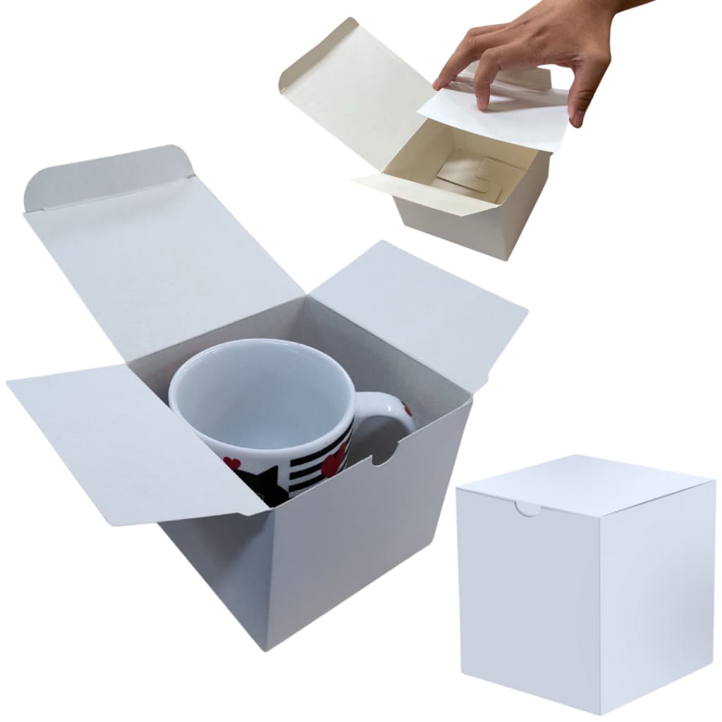 100 Caixinhas Para Canecas Sublimaticas 325 Ml (branca) + 100 Reforços de Fundo Caneca Sublimação