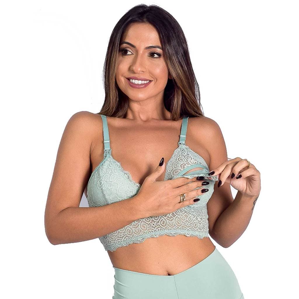 Kit 2 Sutiãs Amamentação Gestante Sem bojo de Renda Super Luxo Abre Fácil Conforto
