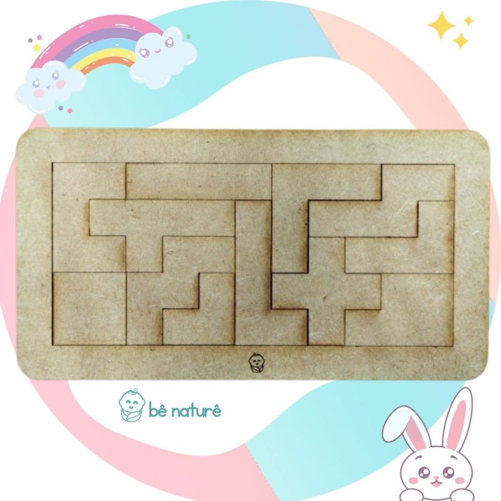 Jogo Para Raciocínio Lógico Educativo em  MDF - Peças de encaixe (12 peças) - Didático Brinquedos