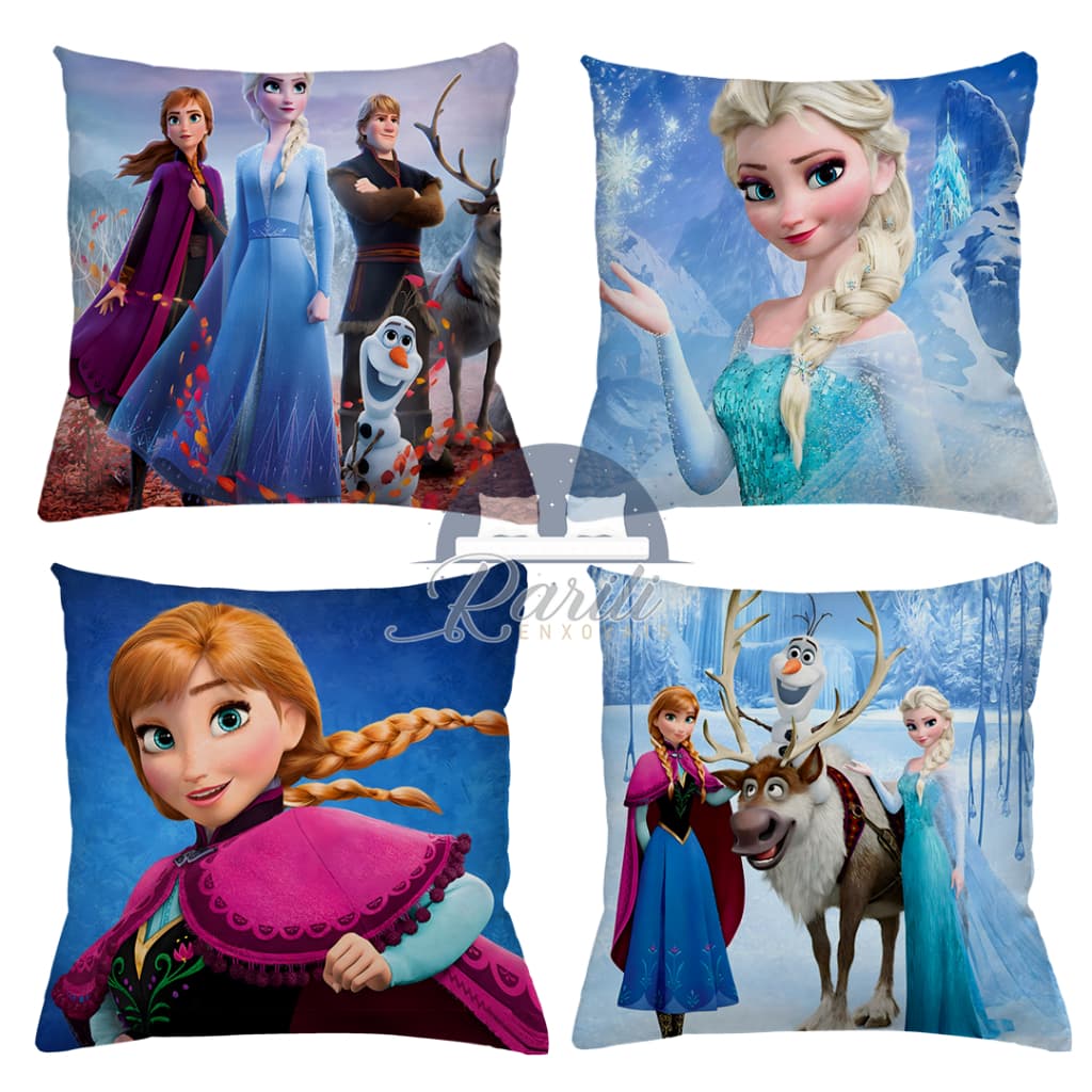 KIT 4 CAPAS DE ALMOFADAS  FROZEN ELSA ANA OLAF IDEAL PARA DECORAÇÃO DE QUARTO, SALA, MENINA - TAMANHO 45X45
