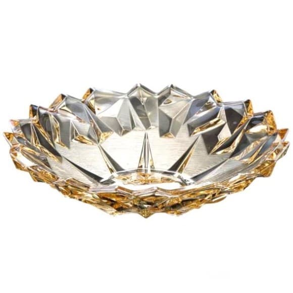 Fruteira De Vidro Centro De Mesa Ambar 32cm