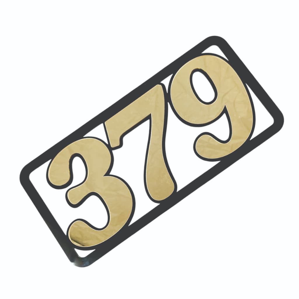 Número Residência Acrílico Espelho Dourado Borda Preta 3 ALG