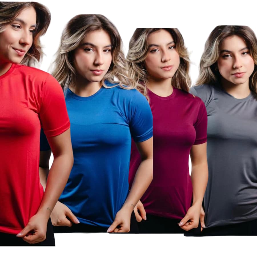 Kit 4 Camiseta Feminina Dry Manga Curta Treino Academia Blusa P M G GG