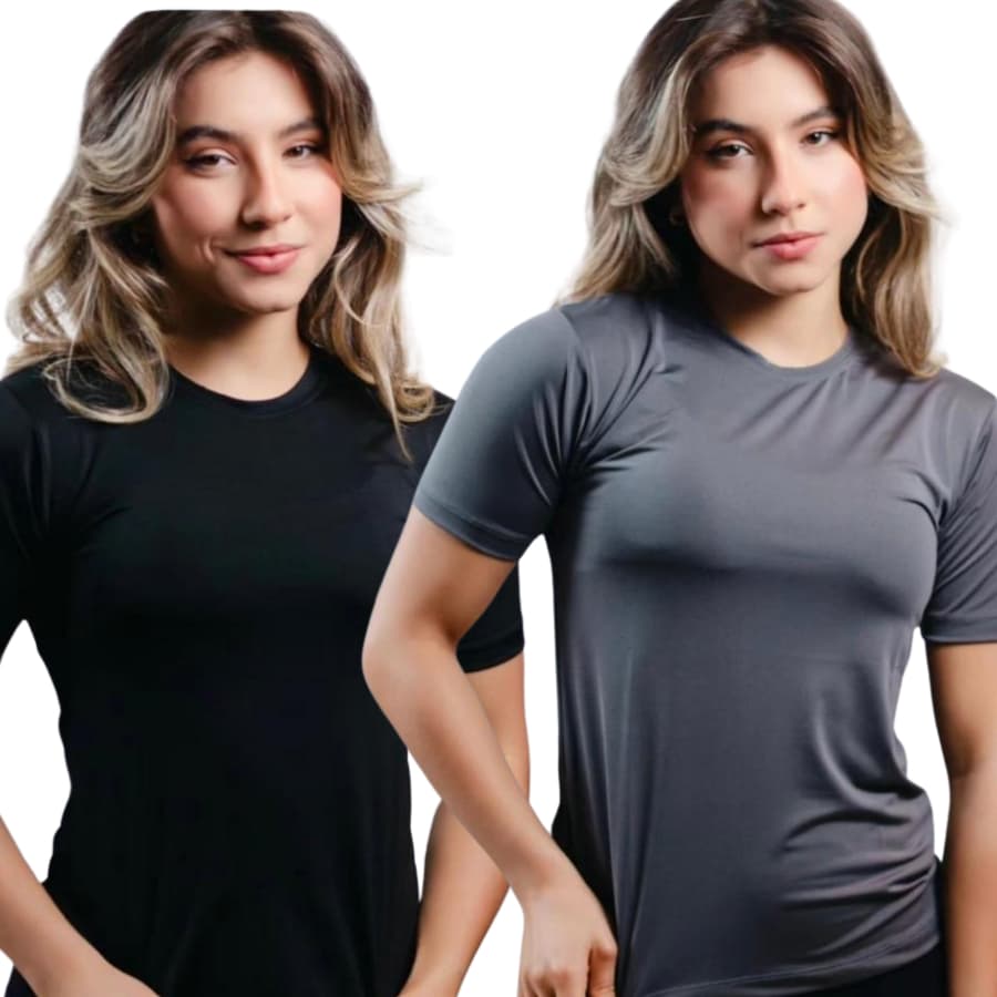 Kit 2 Blusas Dry Fit Feminina Confortável Academia Corrida Proteção UV Camiseta