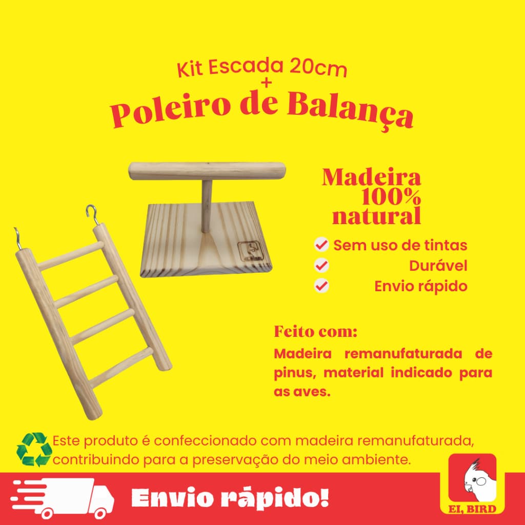 Kit Poleiro de Balança + Escada 20cm