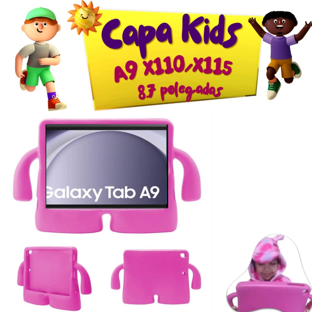 Capa/Pelicula/Kit Infantil para Tablet Galaxy A9 X110/X115 de 8.7 polegadas(Selecione)