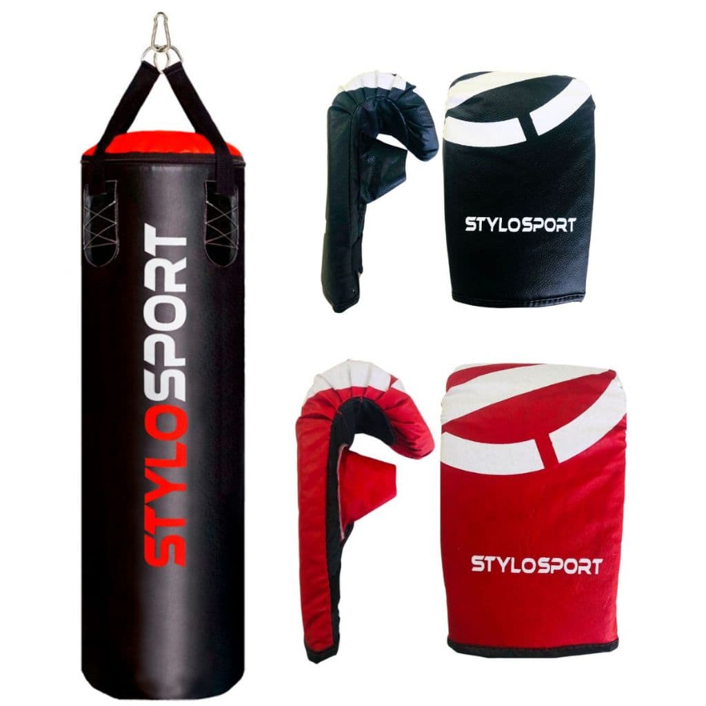 SACO DE PANCADA 120CM PROFISSIONAL+ 2 LUVAS BATE SACO (1 ADULTO, 1 INFANTIL)