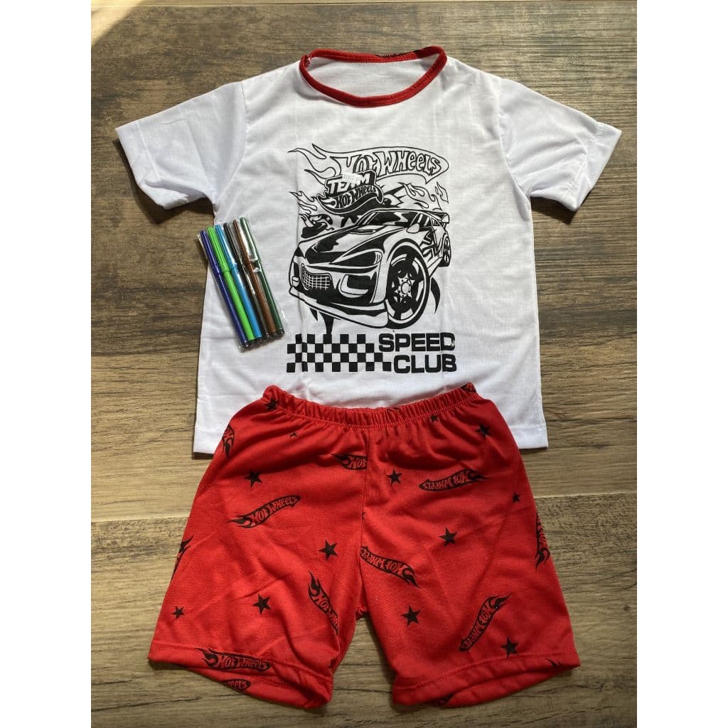 Pijama de Pintar Colorir Masculino Menino Garoto Infantil Juvenil Tematico Desenhar Hotwells Carro
