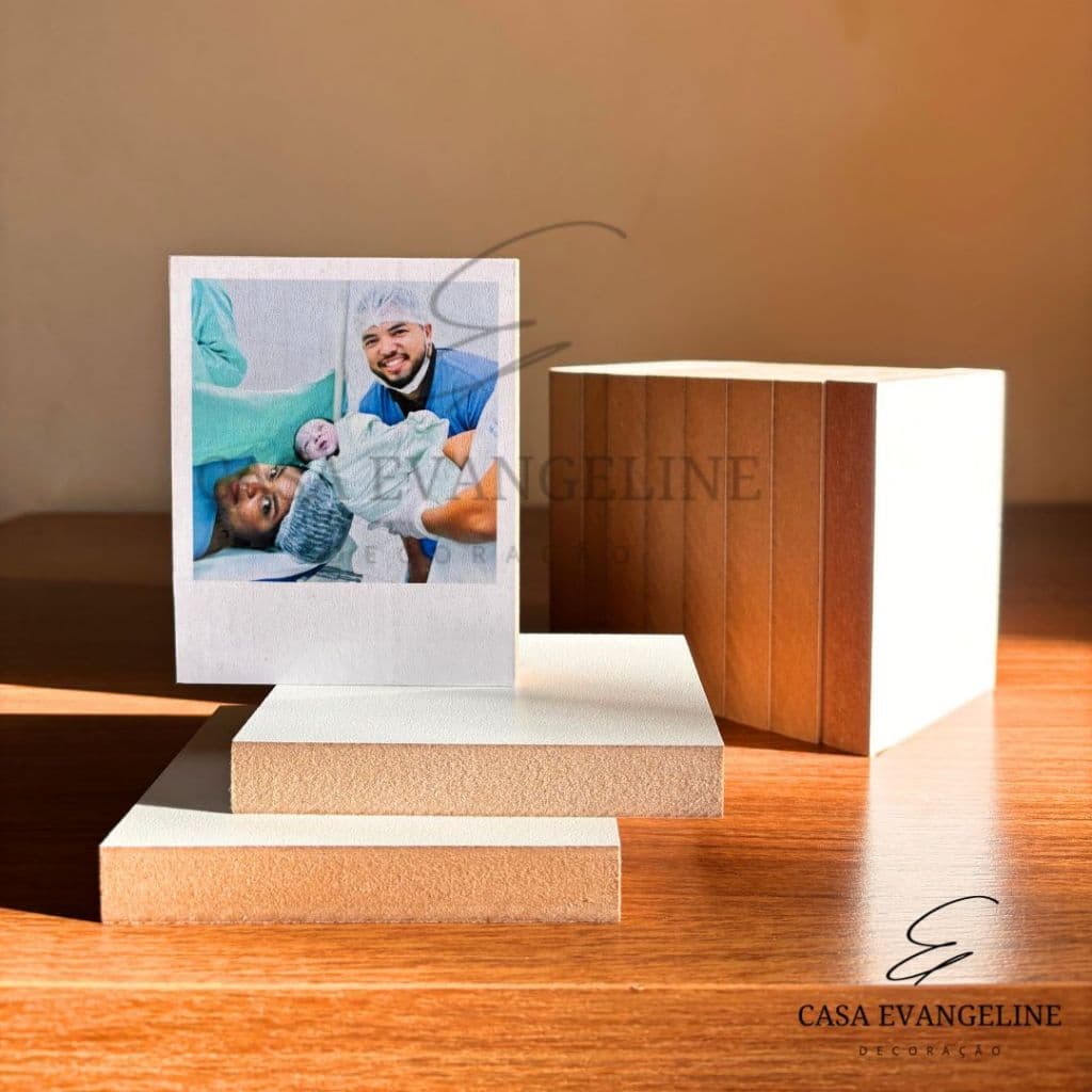 Kit 30 Bases De MDF BRANCO 10x8cm Para Fotos Polaroid De Mesa Adesivas Namorados 15mm Alta Qualidade