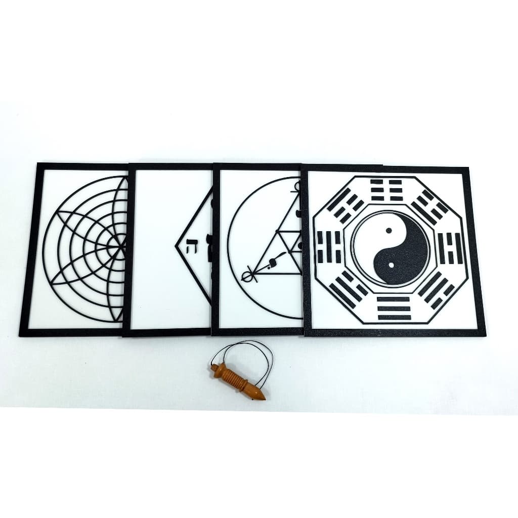 Conjunto 4 Placas alto relevo 3d Graficos Radiestesia Harmonia Yoshua Baguá Scap Cabalistico