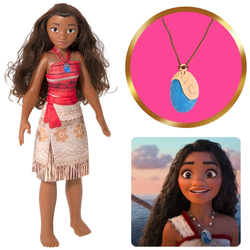 Boneca Moana Grande Articulada Colar Mágico Brinquedo Original Disney