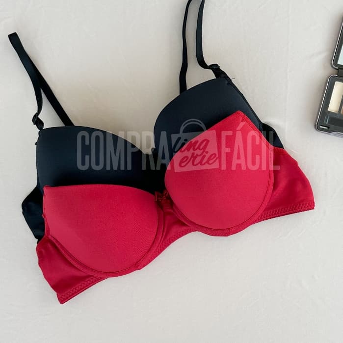 Kit 2 Sutiãs Básico Com Bojo Em Microfibra Lisa Moda Íntima Modelo Tradicional Com Alças Ajustáveis