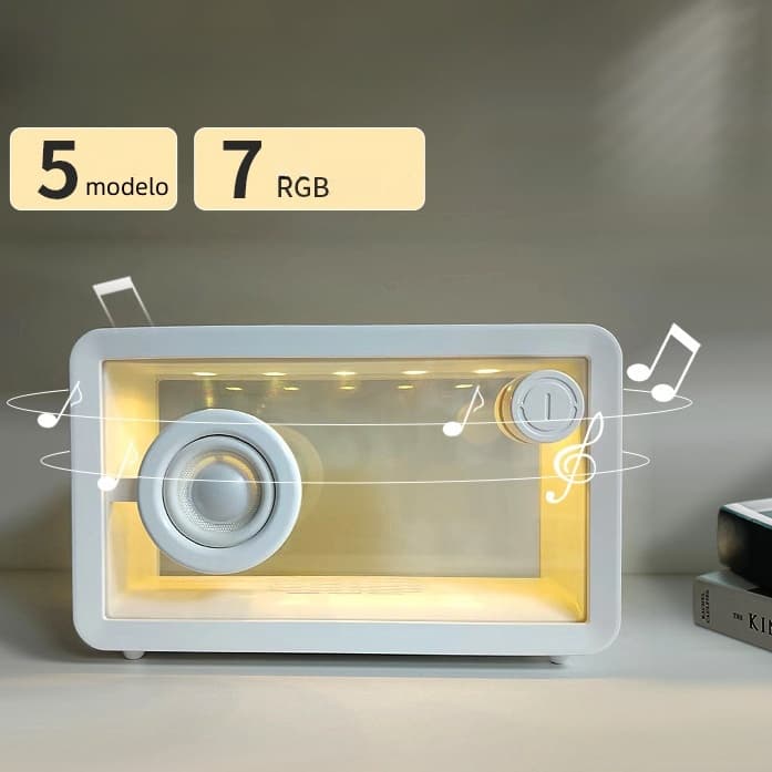 Caixa de Som Bluetooth transparente Caixinha Som Portatil Potente com LED 5 modos 7 RGB -C1