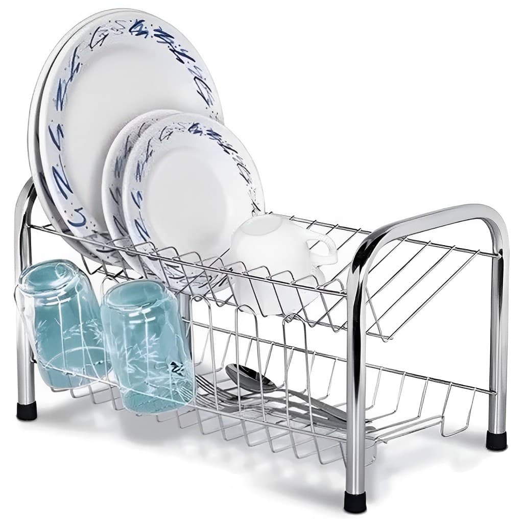 Escorredor De Louça Duplo ou Simples Inox Cozinha Grande Pratos Talheres Secador de Copos 2 Andares