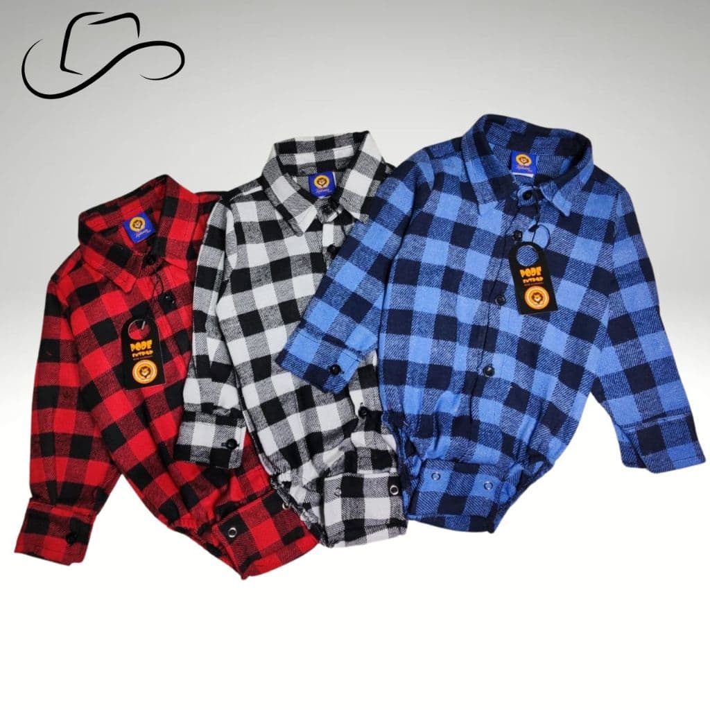 Body manga longa xadrez bebê menino quadrilha roupa criança country camisa xadrez