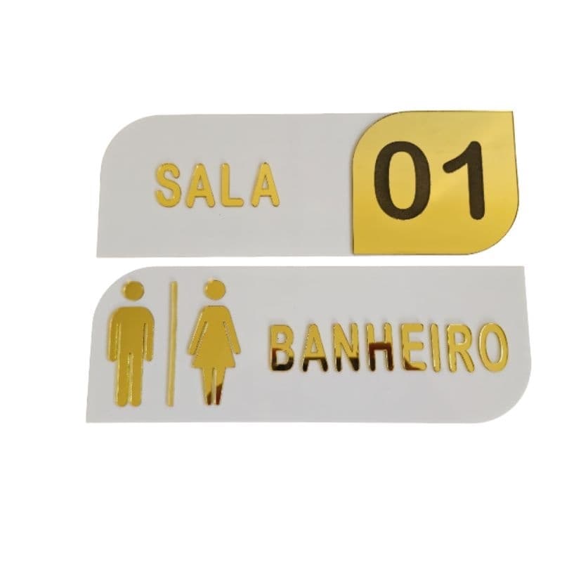Placa Indicativa Banheiro/Sala/Escritório