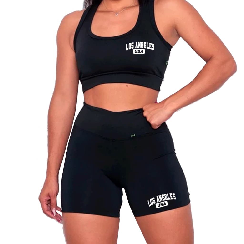 Conjunto Shorts e Top Feminino Curto Suplex Los Angeles ou Brooklyn