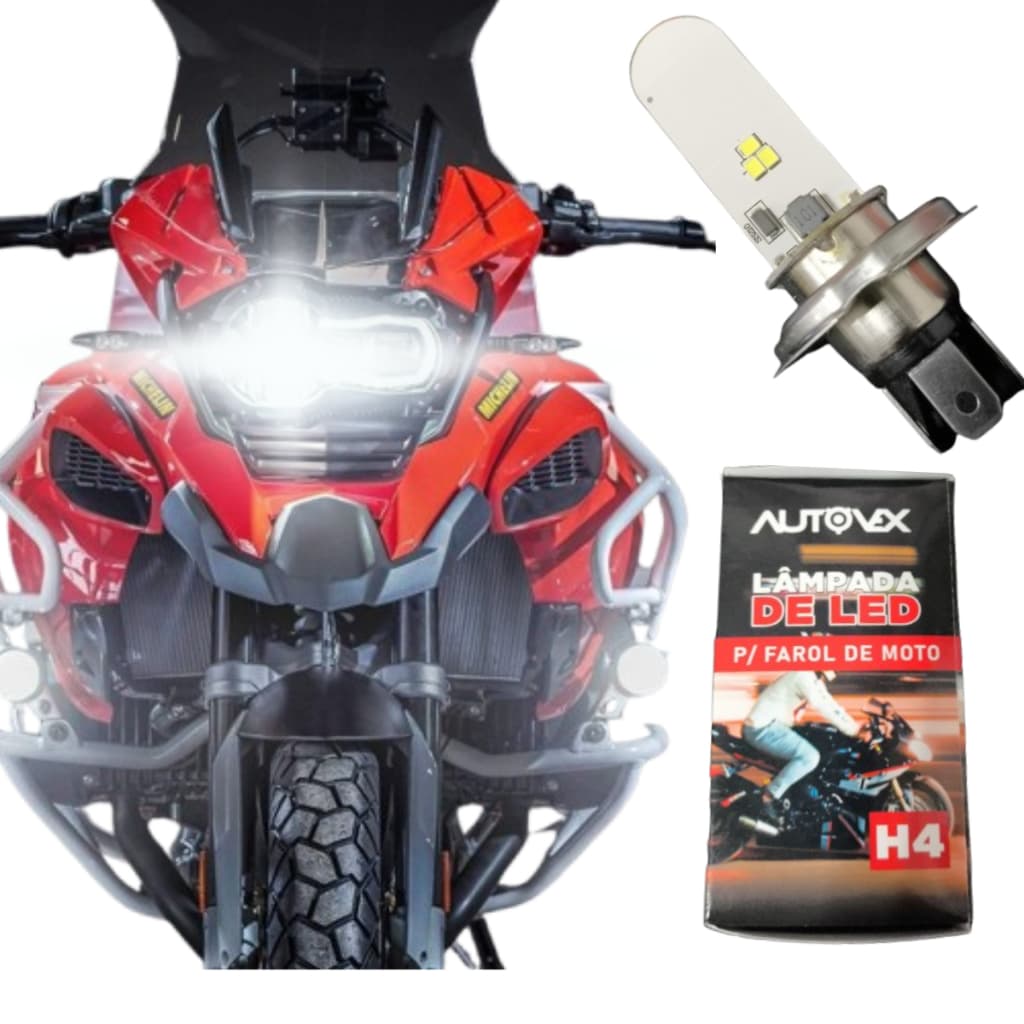 Lampada Farol De Led Moto H4 Farol H4 6500k Super branca Efeito Xenon 12v