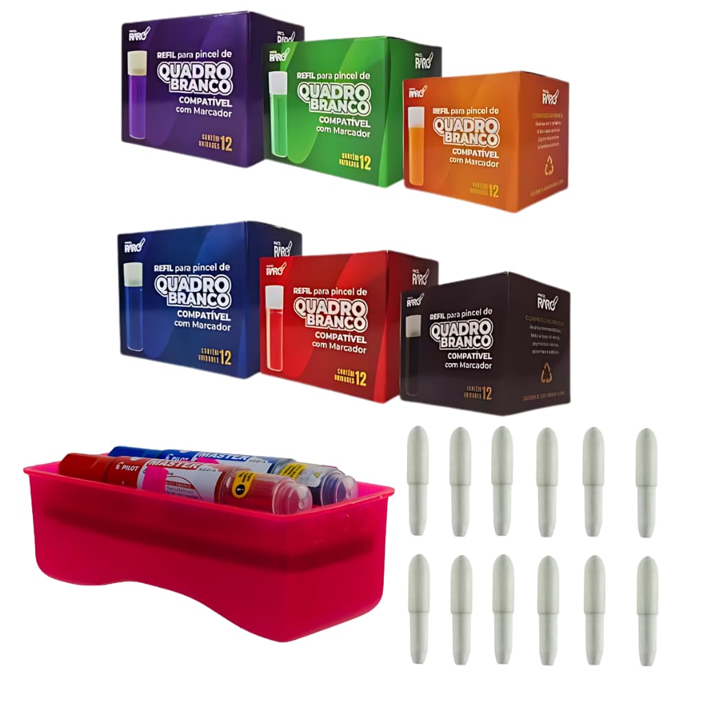 Kit 6 Cxs Refil Pincel C/ 12 Unid + 10 Pontas + Apagador