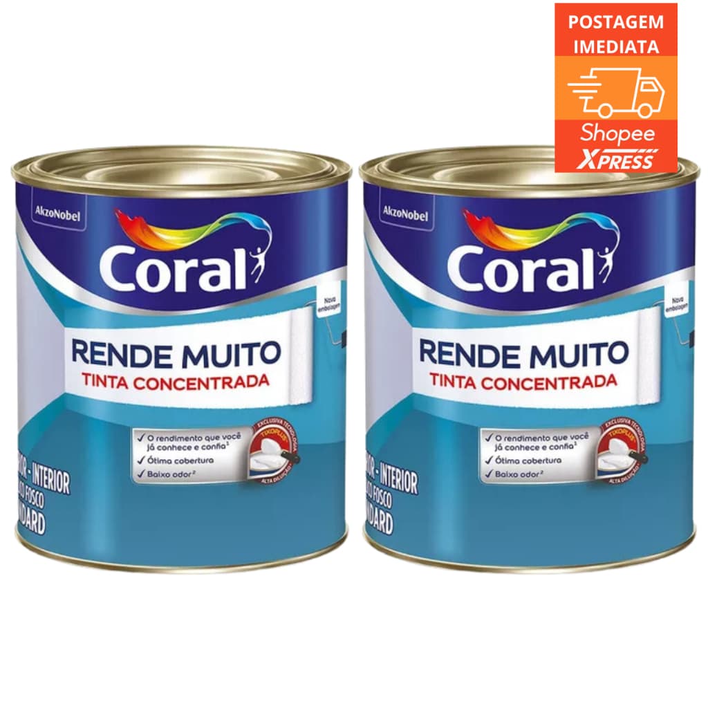 Kit 2 Tinta para Parede Coral Rende Muito 900ml- Branco Neve e Branco Gelo• Fosca • Acrílica • Interior/Exterior • 9m²