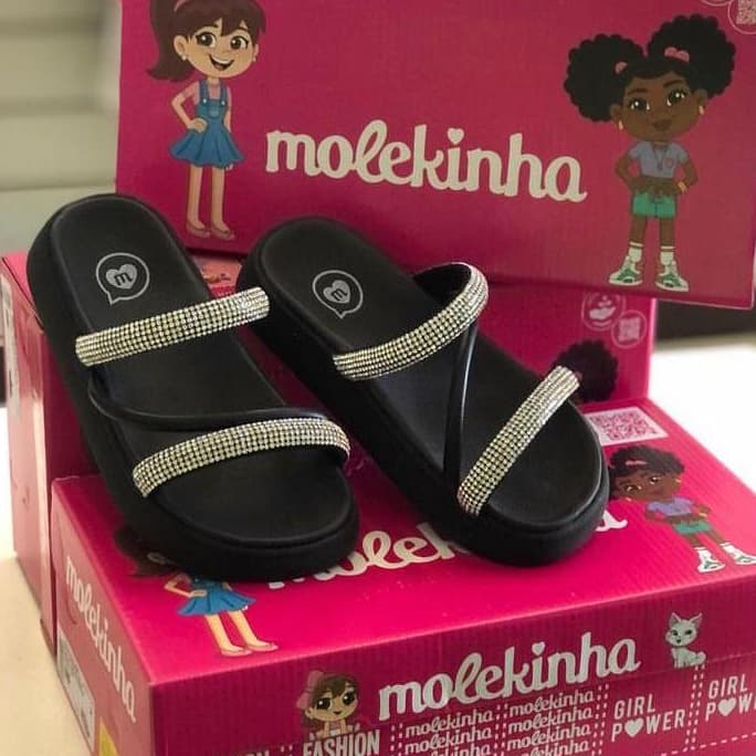 Papete Molekinha Menina Infantil 3 Tiras Confortável - Tamanhos 28 ao 34