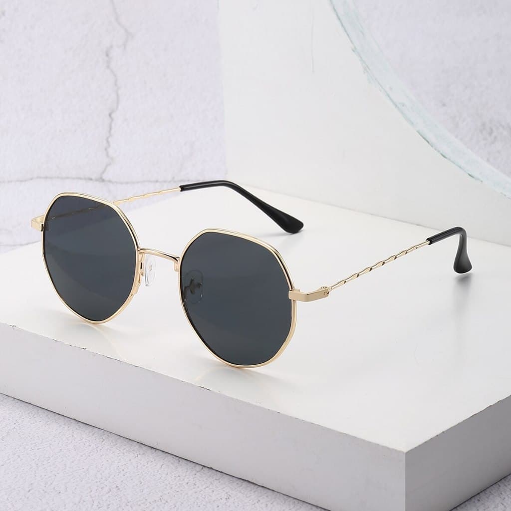 Óculos de Sol Feminino Polarizado Hexagonal Super Estiloso Moda Feminina Anti-Uv