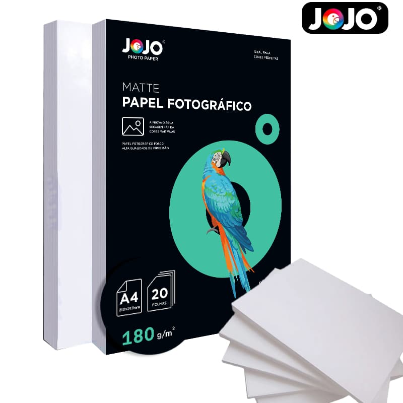 1000 Folhas MATTE 180g A4 Papel Fotográfico (FOSCO) Resistente a Água JOJO BRASIL