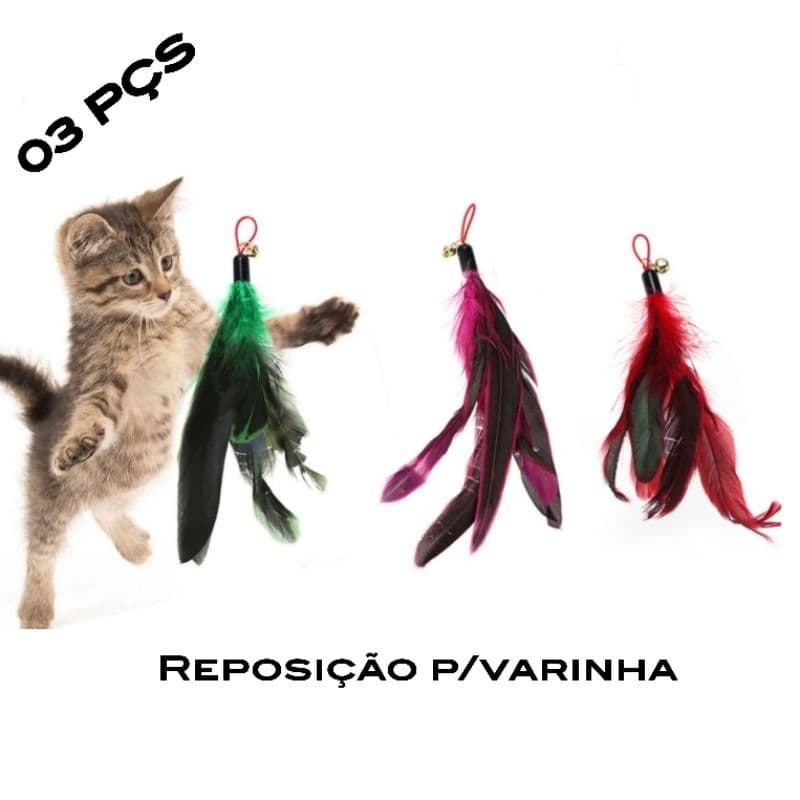 Kit 03 PÇS reposição Varinha do Gato penas coloridas divertida Brinquedo do gato para Varinha