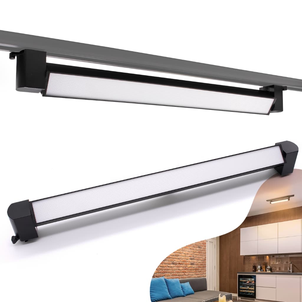 Luminária Difusa Linear Para Trilho Bivolt Preto Led Branco Quente 3000K 10w / 20w / 30w /40w