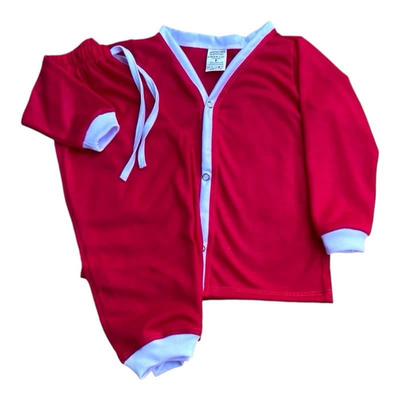 pijama infantil americano liso longo com botões de  pressão menino e menina