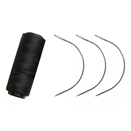 Kit Linha Lastex + Agulhas Curvadas Para Extensões De Cabelo