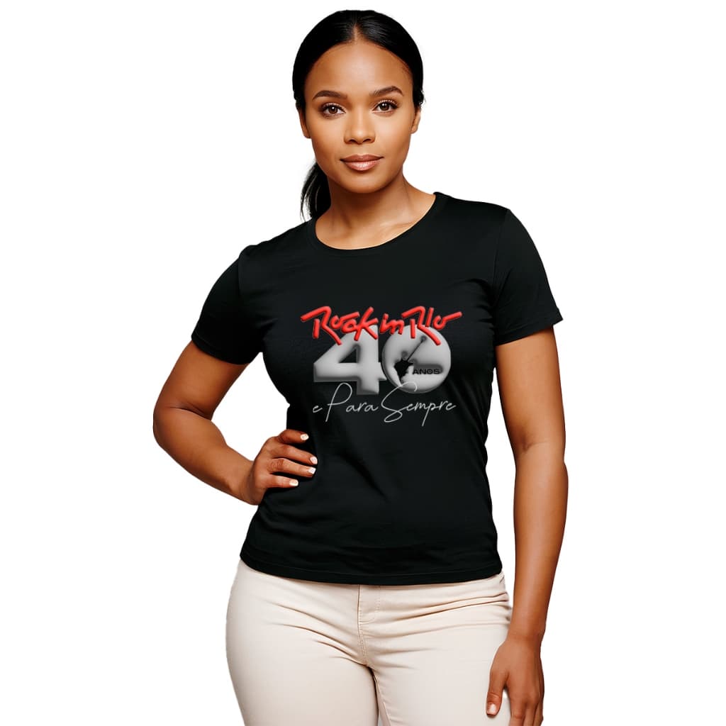 Camiseta Camisa Blusa Feminina Masculina Unissex 100% Algodão Rock In Rio Camisa Blusa Especial 40 Anos 2024