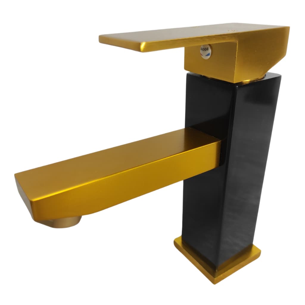 Torneira Banheiro Luxo Metal Preto E Dourado