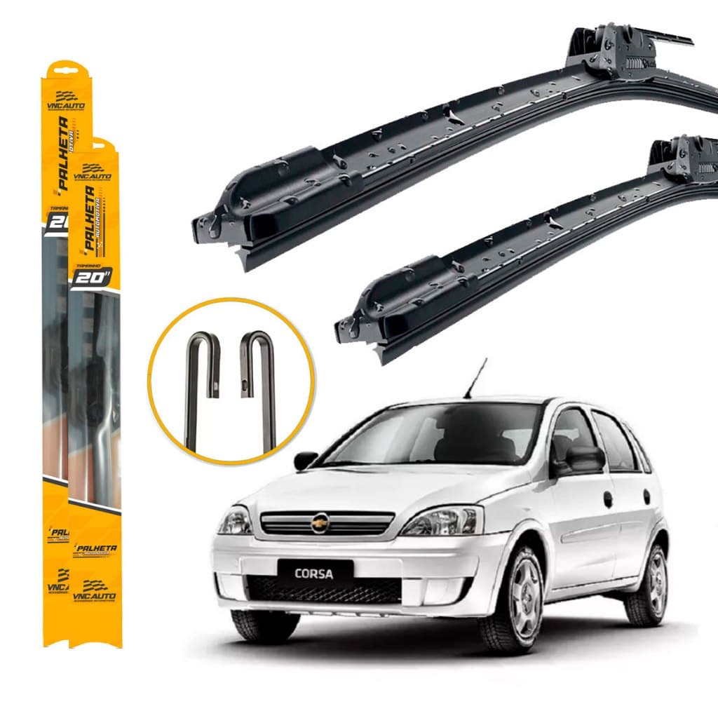 Par de Palhetas Limpador de Parabrisa Dianteiro Para Chevrolet Corsa 2004 2005 2006 2007 Até 2012