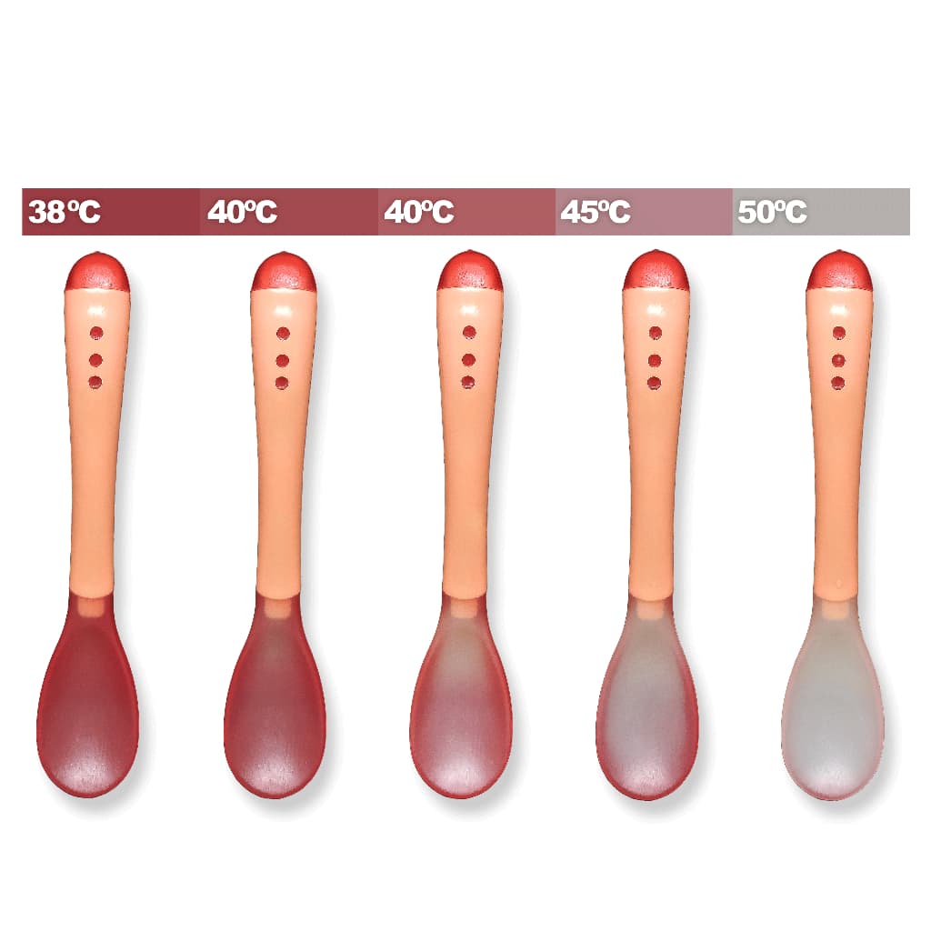 Até 2 Colher Infantil Muda de Cor Termo Sensível Térmica Silicone